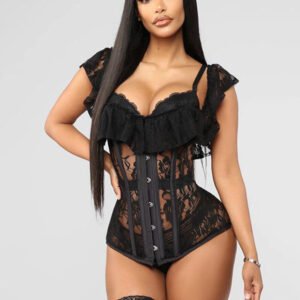 Outside Shoulder Lace Sleeve Gothic Corset