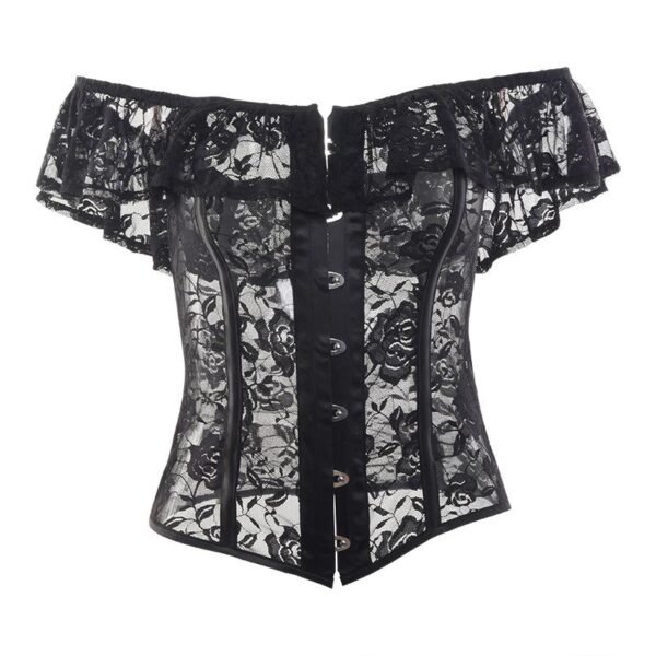 Outside Shoulder Lace Sleeve Gothic Corset - Image 5