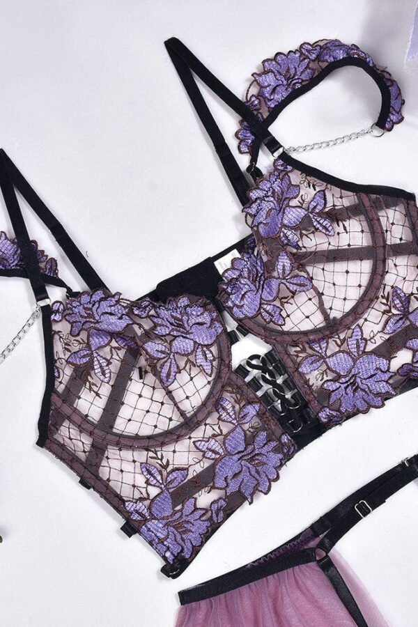 Aria Floral Chic Ruffle Lingerie Set - Image 3