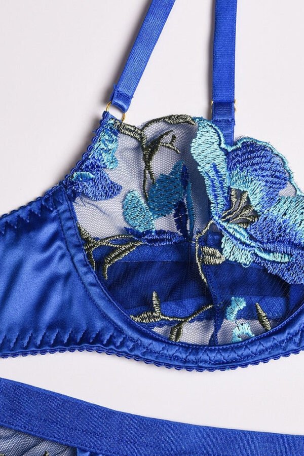 Embroidery Flower 3-Piece Lace Lingerie Set - Image 5