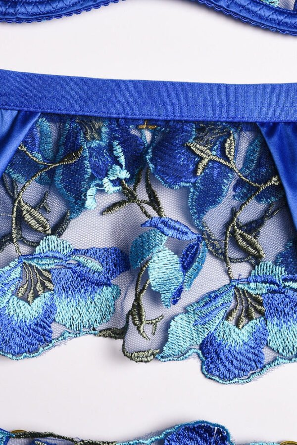 Embroidery Flower 3-Piece Lace Lingerie Set - Image 6
