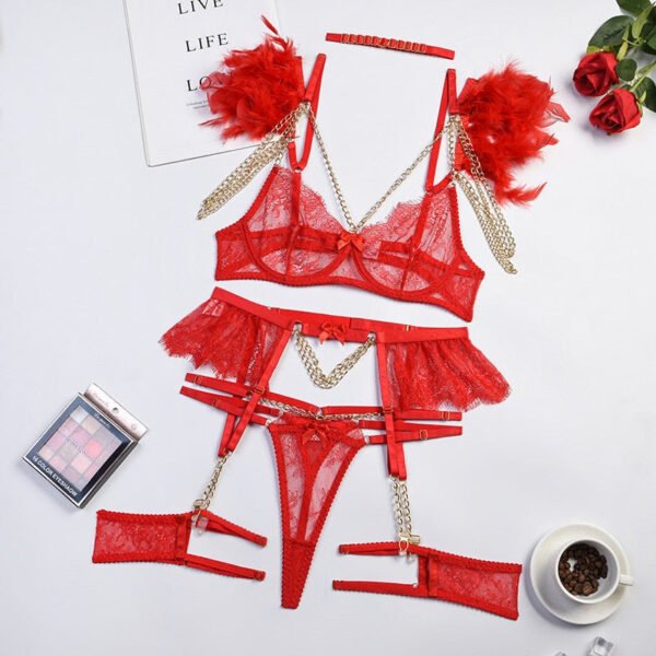Leslie's Red Feather Lingerie Set - Early Valentine's Day - Image 5