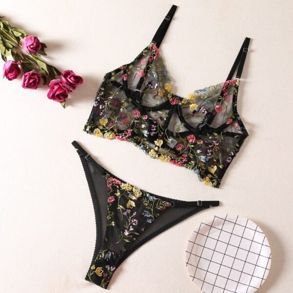 Transparent Fancy Floral Lingerie Set - Image 3