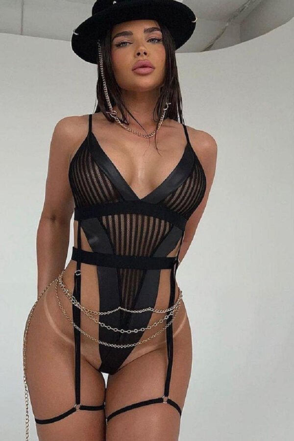 Transparent Striped Bodysuit - Image 3