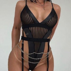 Transparent Striped Bodysuit