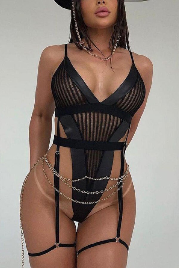 Transparent Striped Bodysuit