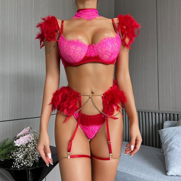 Valentine's Day Feather Lingerie Set - Image 3