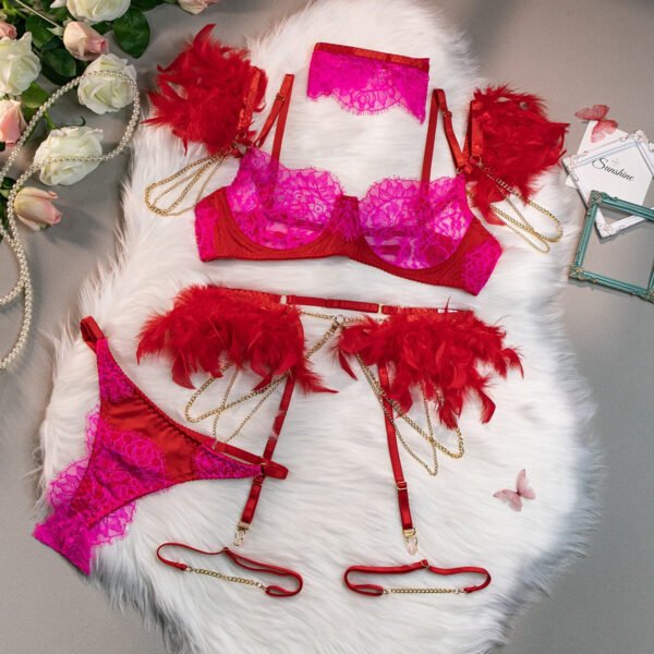 Valentine's Day Feather Lingerie Set - Image 5