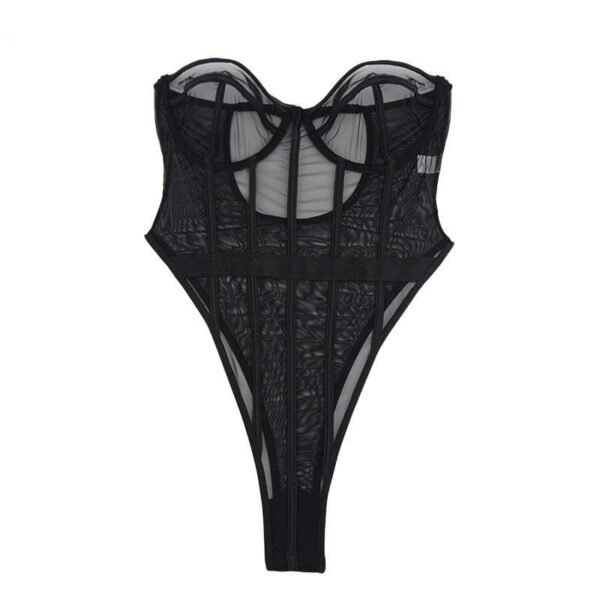 Noir Nights Ribbon Mesh Bodysuit - Image 2