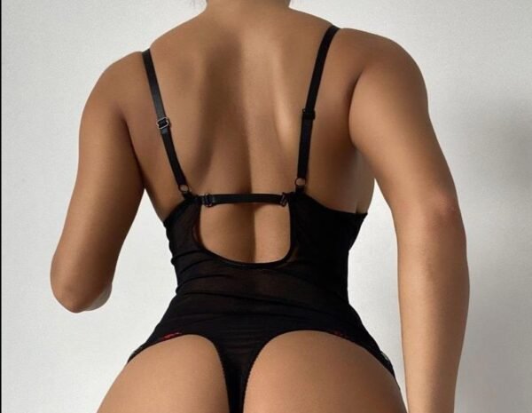Black Cherry Embroidered Bodysuit - Image 3