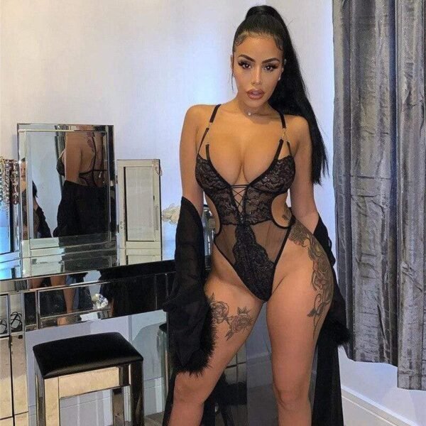 Hazel See Through Black Bodysuit - Image 2