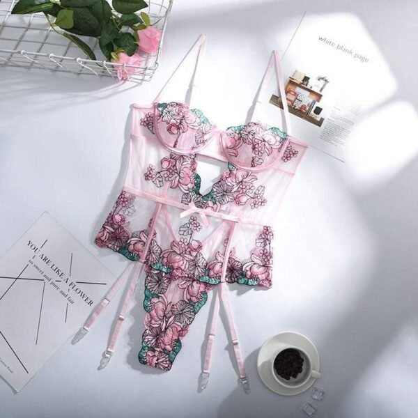 Natasha Embroidered Sheer Bodysuit - Image 3