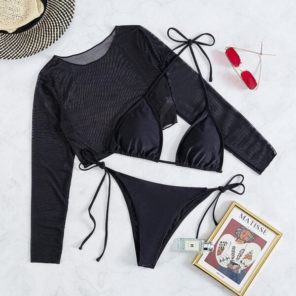 Cropped Three Piece Bikini Set - Image 6
