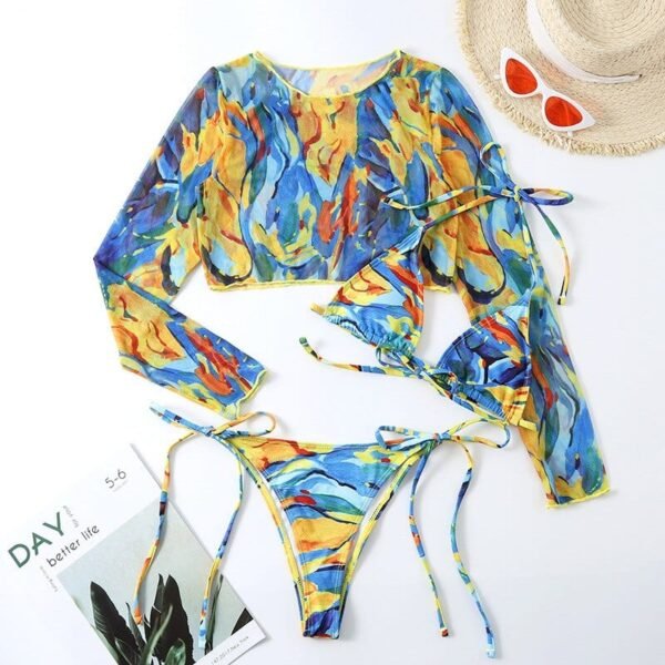 Cropped Three Piece Bikini Set - Image 8