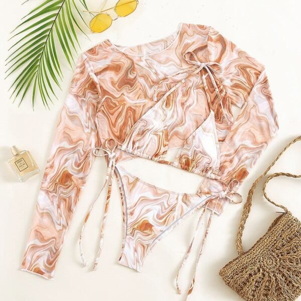 Cropped Three Piece Bikini Set - Image 12