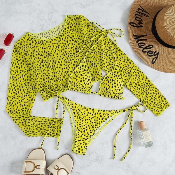 Cropped Three Piece Bikini Set - Image 13