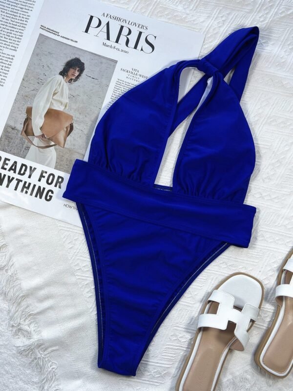 Royal Blue One Shoulder Swimsuit - Image 3