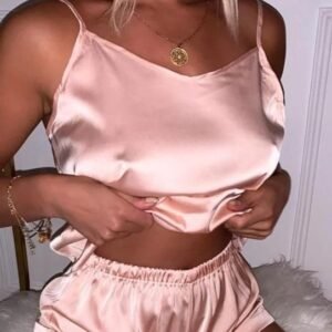 Satin Silk Pyjama Top & Shorts Set