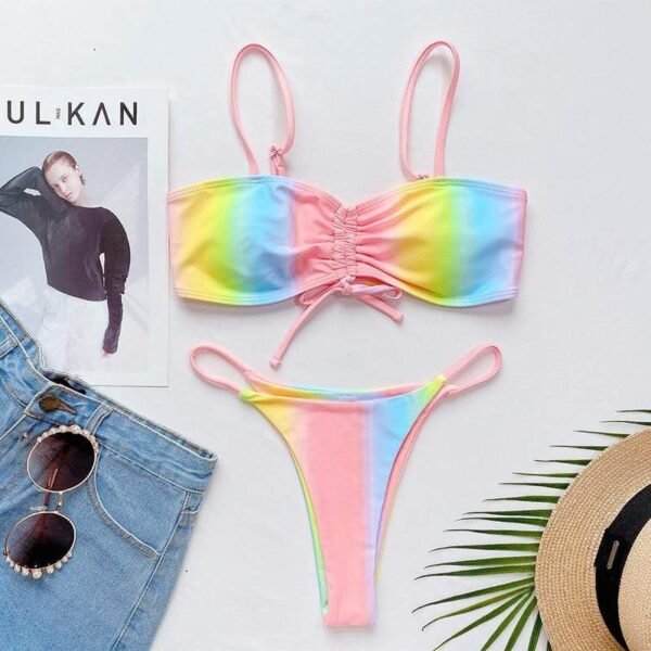 Rainbow Bandeau Bikini Set - Image 3