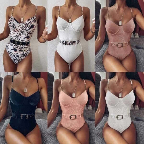 Ribbed Bodycon One Piece Swimsuit - Image 9