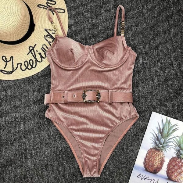 Ribbed Bodycon One Piece Swimsuit - Image 6