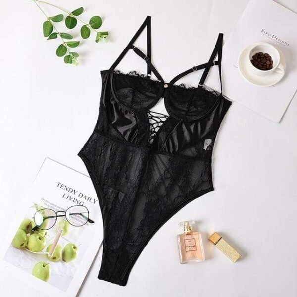 Entice Lace Satin Bodysuit - Image 7