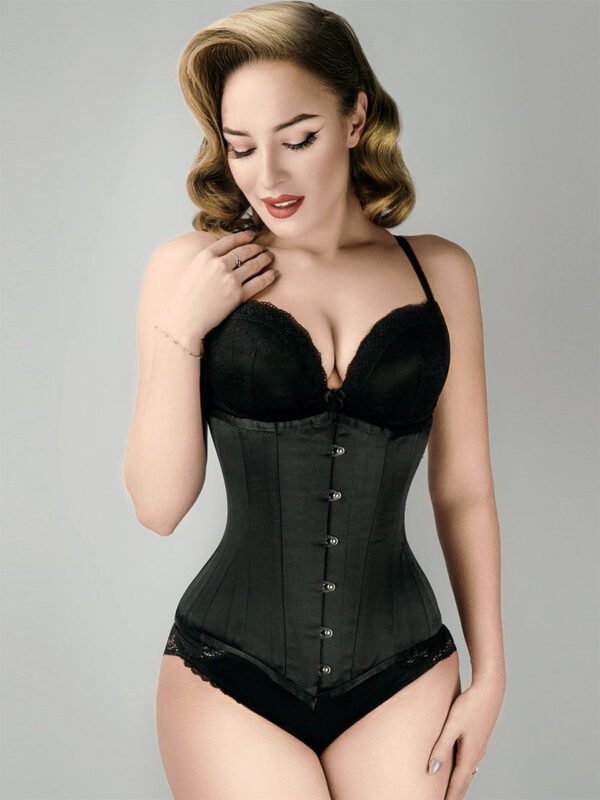 Long Line Expert Waist Training Underbust Corset Black - Image 2